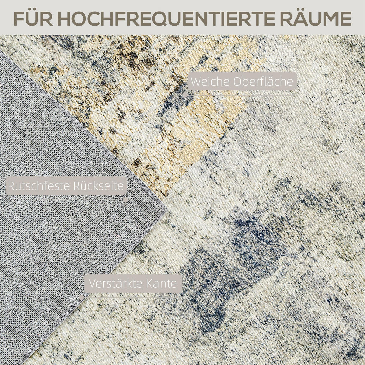 TEPPICH Polyester Grau - Grau, Textil (160/230cm) - HOMCOM