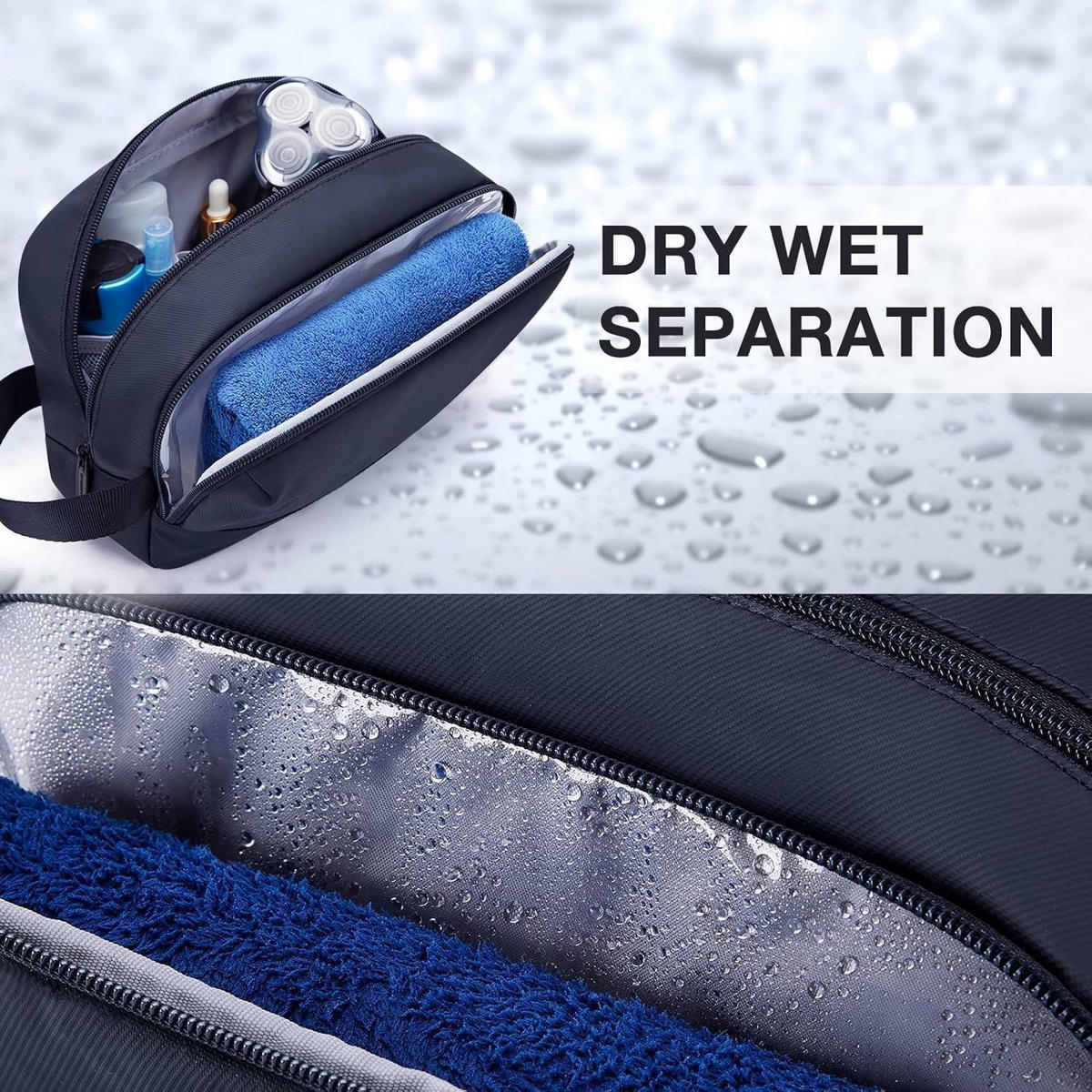 KULTURTASCHE Herren Wasserabweisend Blau - Dunkelblau, Kunststoff (8.9/16/25.9cm)