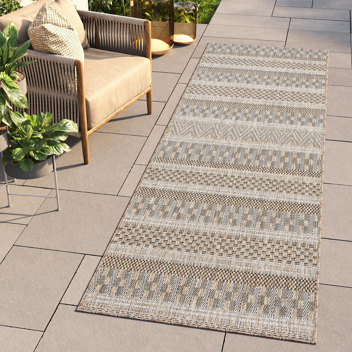 LÄUFER MELISSA Braun Gestreift Modern 60/1100 cm - Braun, Textil (60/1100cm) - Tapiso