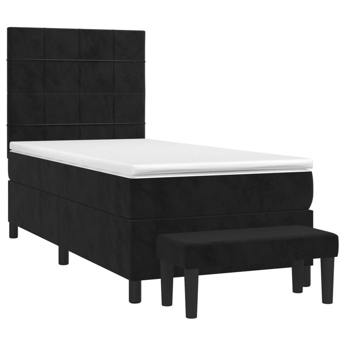 BOXSPRINGBETT Mit Matratze Schwarz 100/200 Cm Samt - Weiß, Textil (100/200cm) - vidaXL