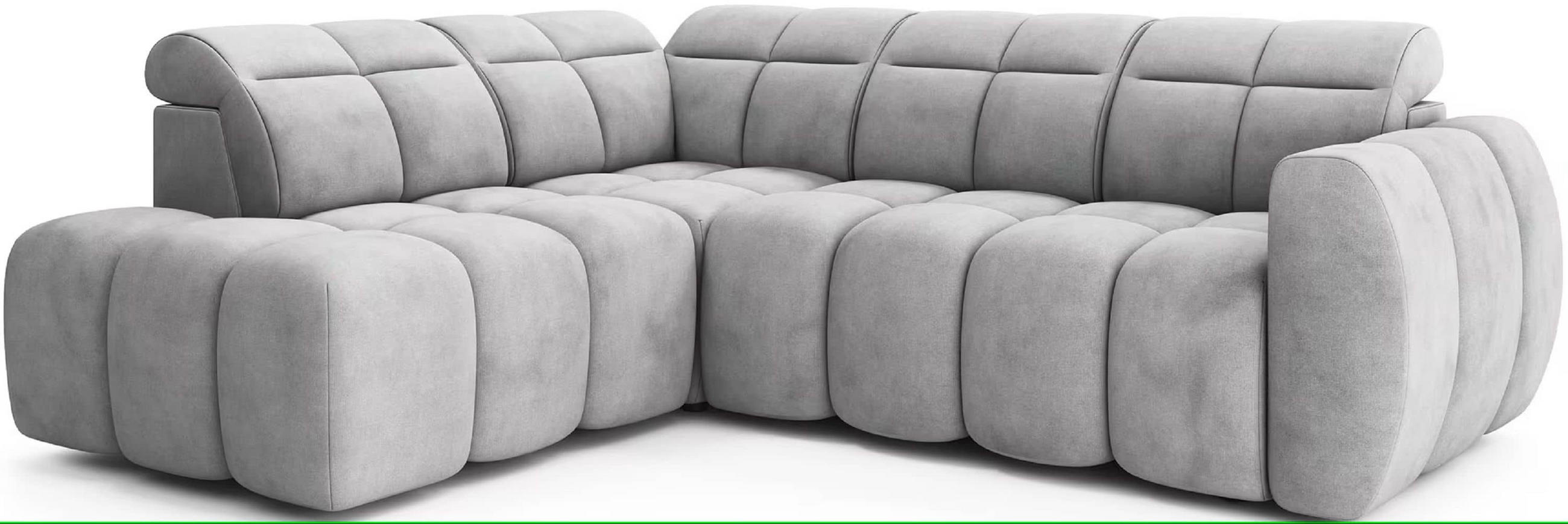 ECKSOFA mit elektrischem Sitzvorschub, Bettkasten und verstellbare Kopflehnen - Grau, Naturmaterialien/Textil (258/208cm) - Eltap