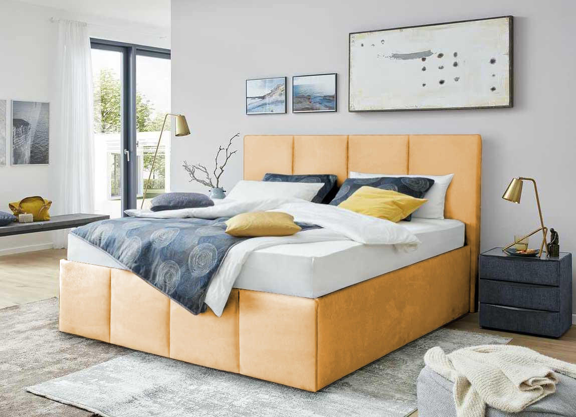 POLSTERBETT Dalas Gold 100 x 200 x 40 cm Stauraum Mit hochwertiger Matratze H2 (bis 100 kg) und Lattenrost - Goldfarben, Holz (100/200cm) - Halmon Schlafkomfort Betten 