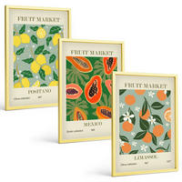 BILDER SET 3er Set - 40x60 cm Goldrahmen - Fruchtposter Zitronen Papayas - Goldfarben, Kunststoff (40/60cm) - TULUP