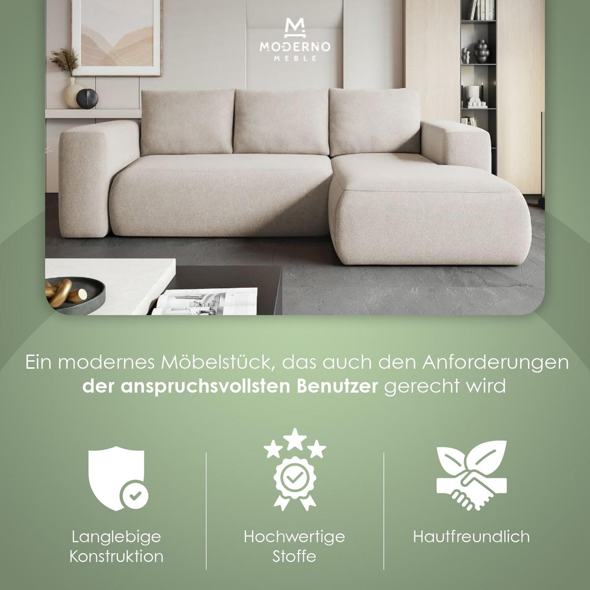 ECKSOFA LAMBI, Hell Beige - Castel 03 - Naturfarben, Textil (114/266cm) - Moderno Meble