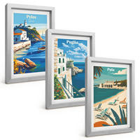 BILDER SET 3er Set - 20x30 cm Silberner Rahmen - Küstenlandschaften des Tourismus - Silberfarben, Kunststoff (20/30cm) - TULUP