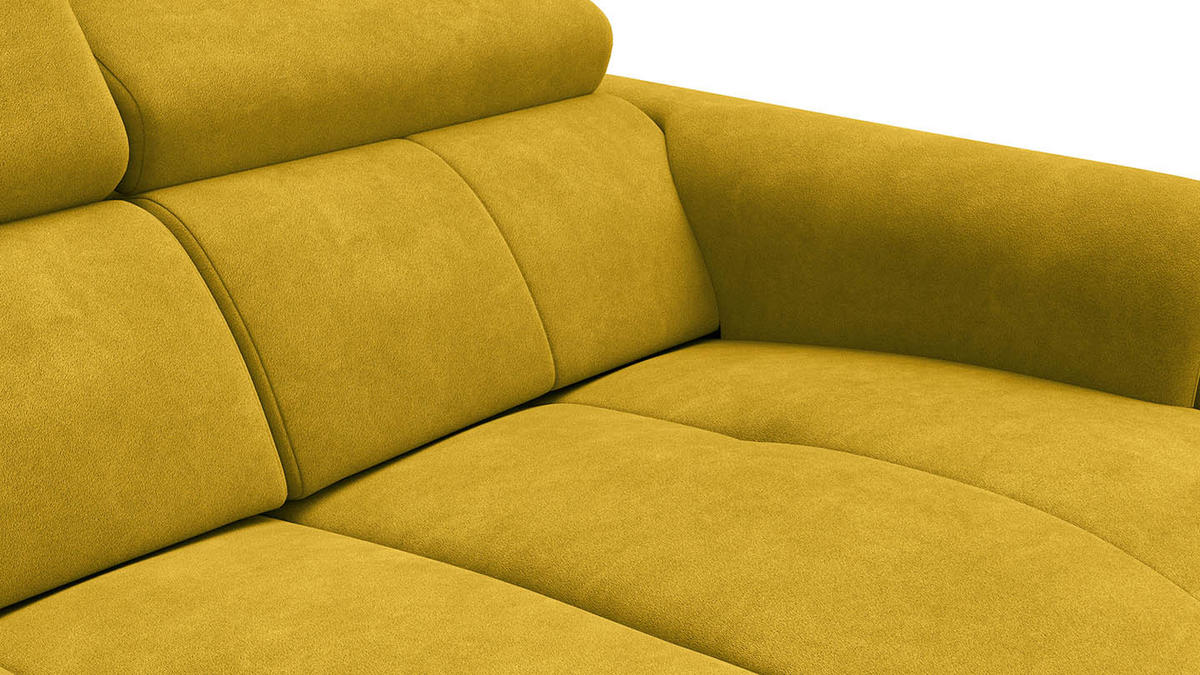RELAXSOFA RODEN 2-Sitzer mit 2 Relax, dunkegelb, Veloursstoff - Gelb, Holz/Textil (148/82/103cm) - Wozimo