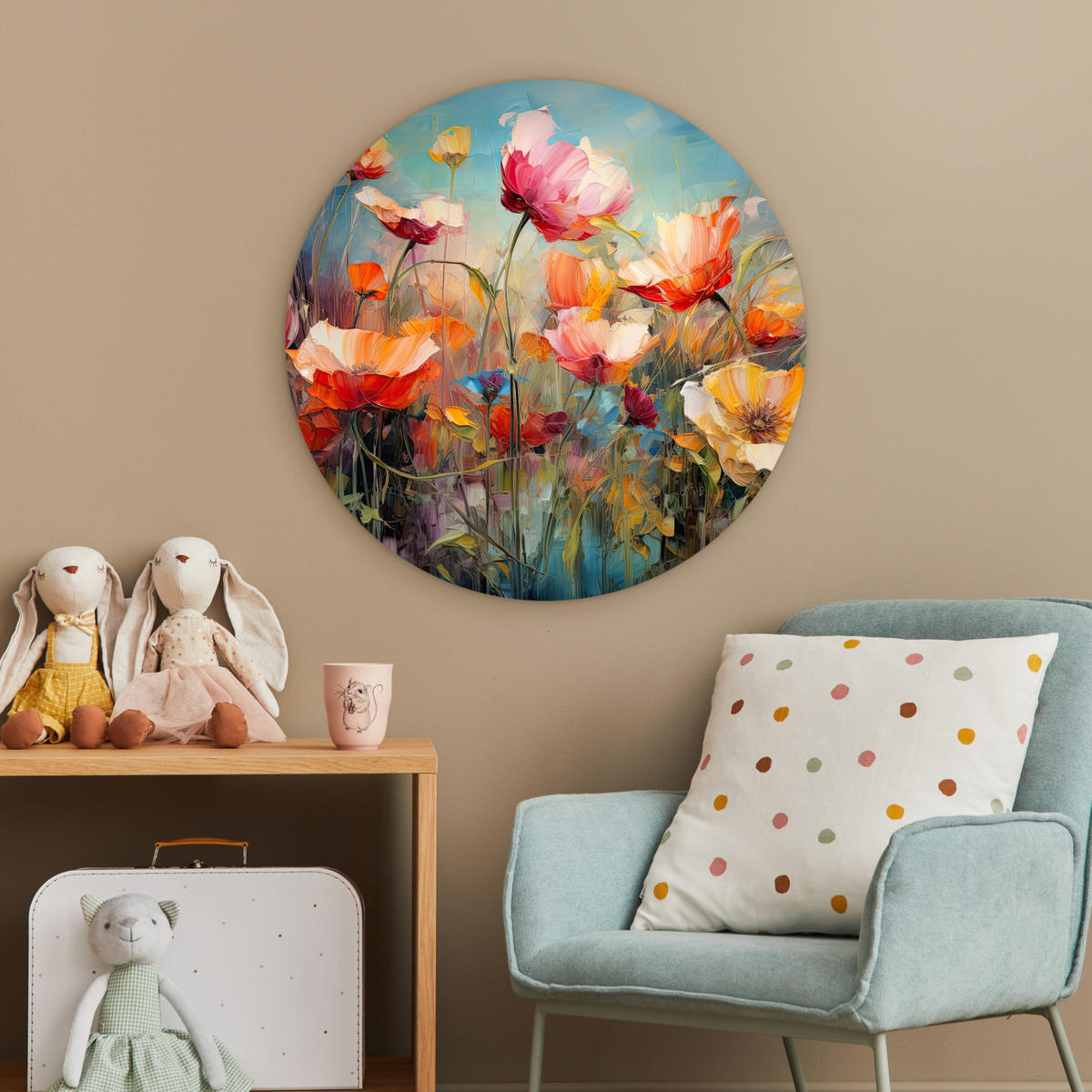 WANDBILD Blumen - Aquarell - Kunst - Botanisch - Natur 60x60 cm - Orange, Kunststoff (60/60cm) - MuchoWow