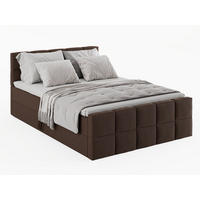 KONTINENTALBETT Vanessa 206/223 cm, in Dunkelbraun, Bouclé-Stoff, Bettkasten, Matratze, Topper - Dunkelbraun, Textil (200/220cm) - Barchello