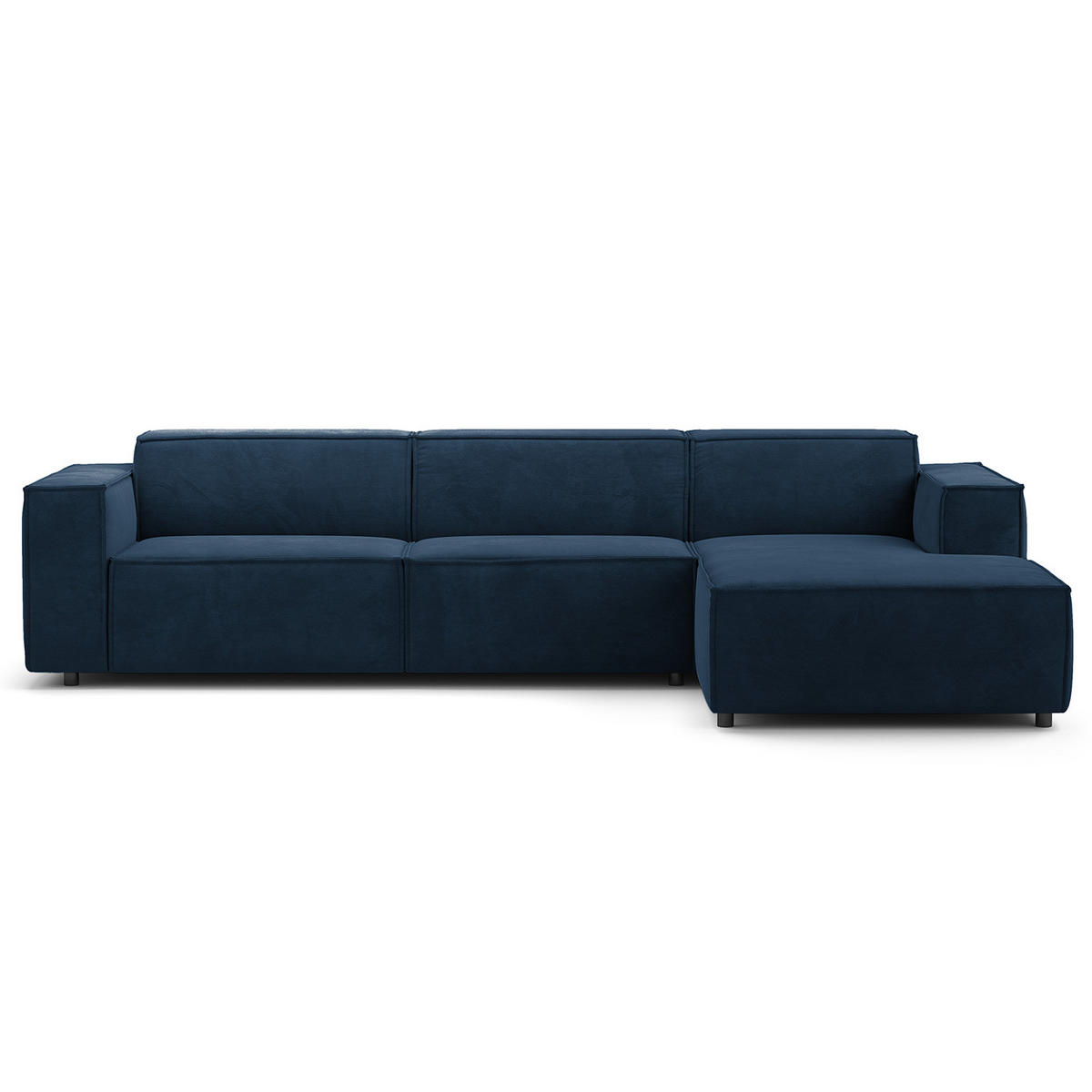 ECKSOFA mit Longchair - Schwarz/Dunkelblau, Kunststoff/Textil (294/177cm) - home24