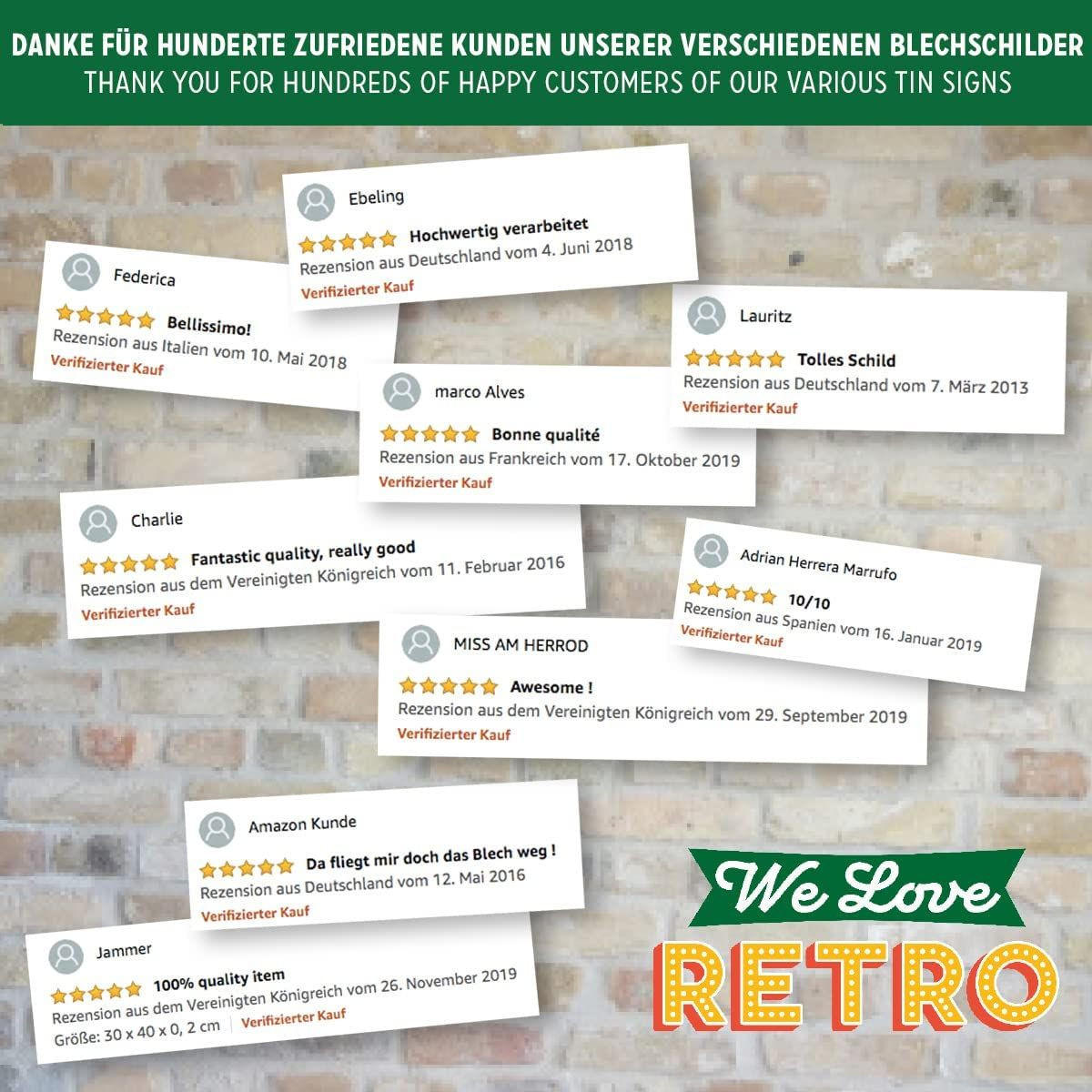 BLECHSCHILD 40/60 cm Open Bar Gin & Tonic Served Here - Multicolor, Metall (40/60/1cm) - Nostalgic-Art