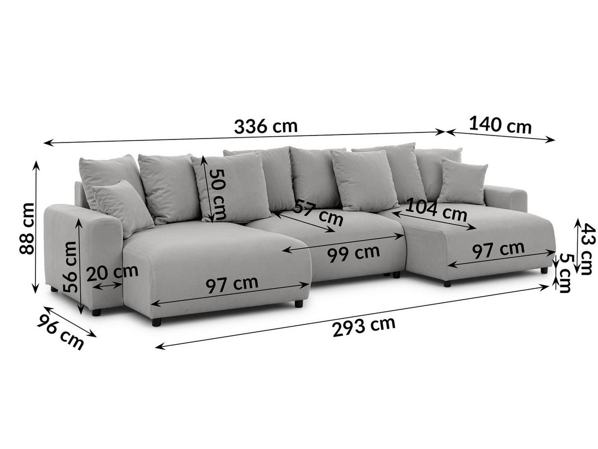 WOHNLANDSCHAFT Calma mit Schlaffunktion und Bettkasten im Bumpy-Design aus weichem Hellgrau Webstoff - Hellgrau/Schwarz, Holz/Textil (336/88/140cm) - S-Style
