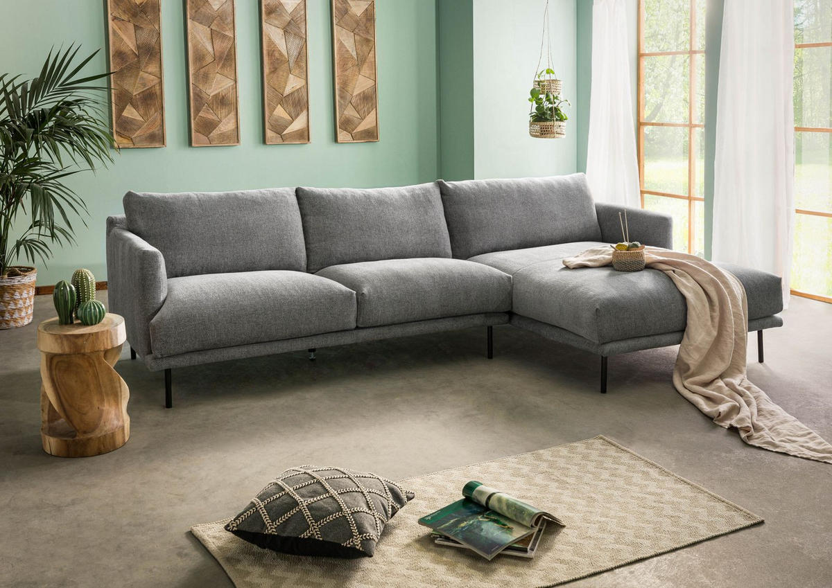 ECKSOFA 285x161x81 Silikon-Feder Mix grau TRIENT - Grau, Holz (285/161cm) - Massivmoebel24