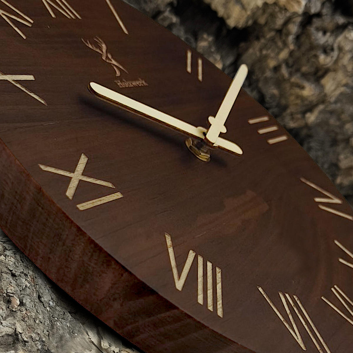 WANDUHR Holz Designer LAUENAU Loft Wand Uhr, braun - Braun, Holz/Metall (40/40/2.2cm) - Holzwerk