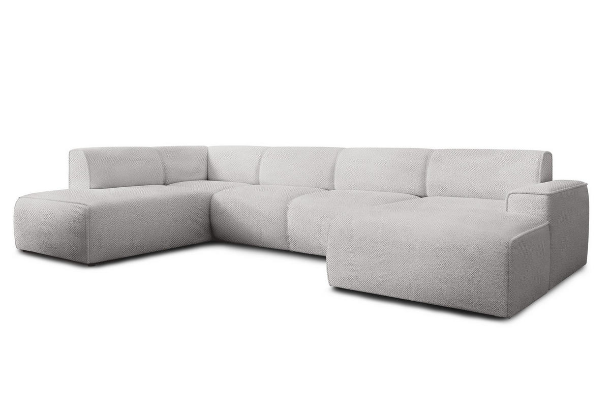 WOHNLANDSCHAFT Didim Beige 378/220/78 cm – großes Sofa stilvoll & bequem L - Beige/Schwarz, Kunststoff/Textil (220/78/378cm) - AX Living