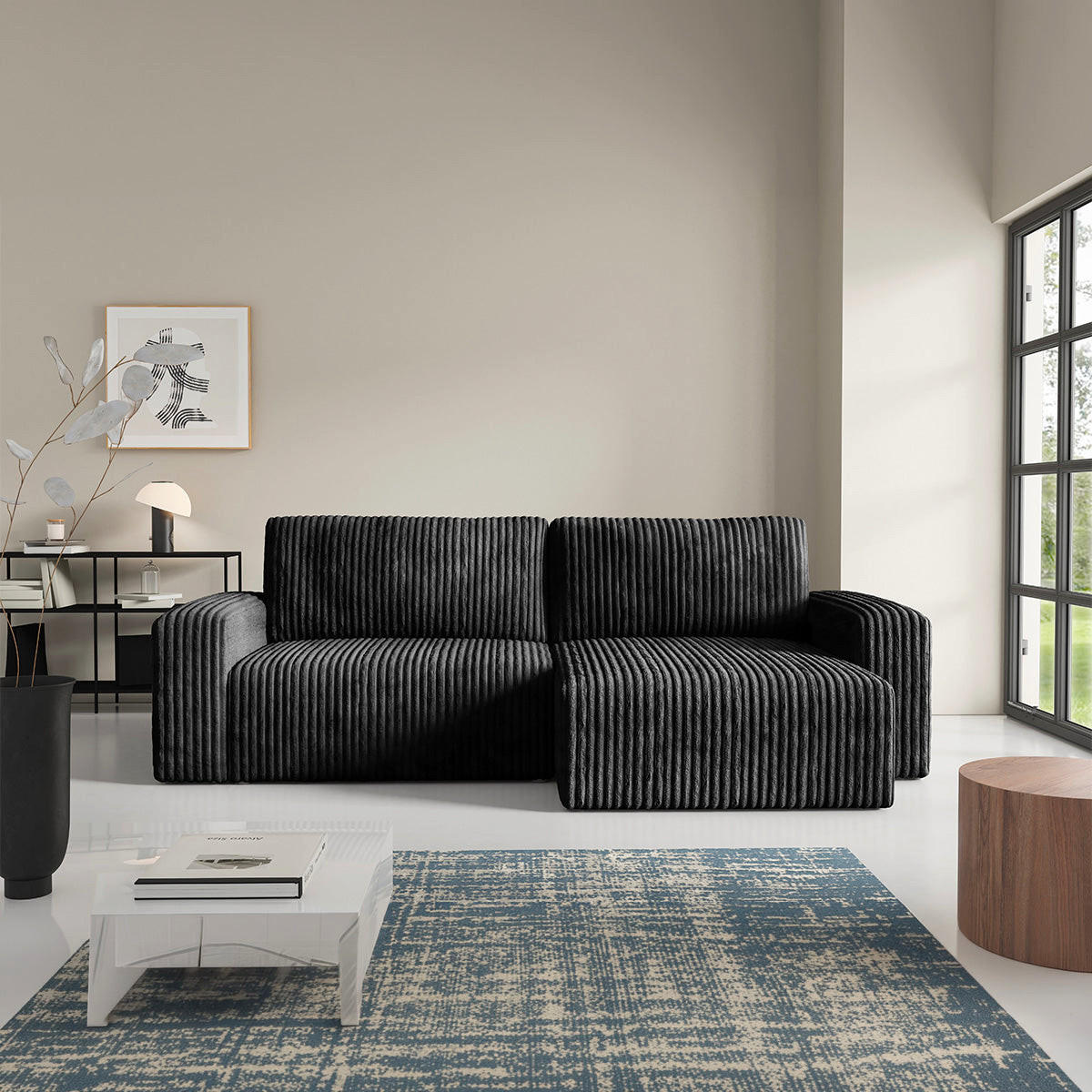 ECKSOFA Angela 3 Sitzplätze Schwarz - Schwarz, Holz (252/149cm) - Petits-meubles