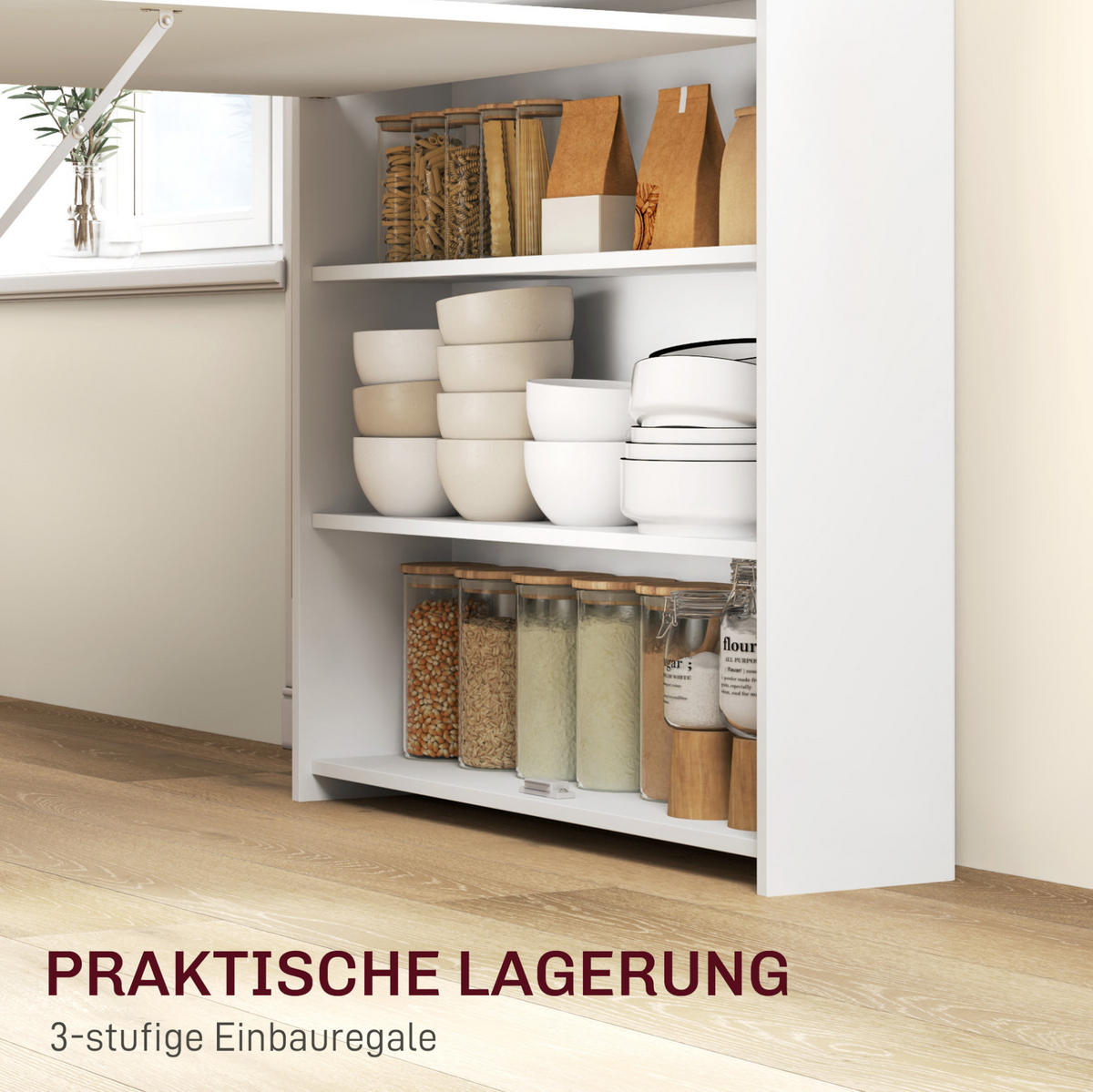 KLAPPTISCH 78,5/91/93 cm, seitlich ausklappbar, platzsparend für 3 Personen - Weiß, Holz (91/78.5/93cm) - BEAOK