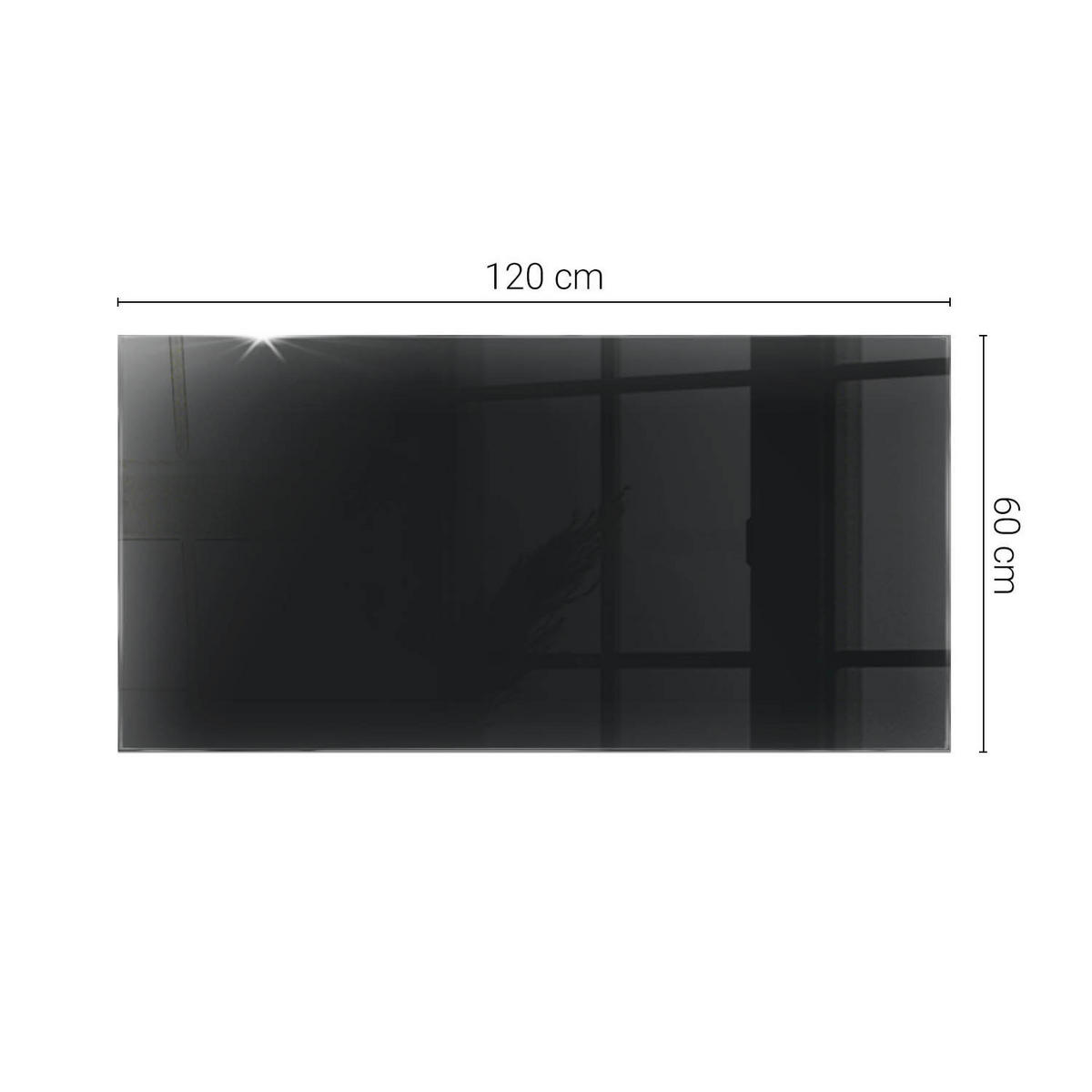 TISCHPLATTE 120x60 cm Glatte Schwarze Oberfläche - Schwarz, Glas (120/60/0.4cm) - TULUP
