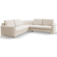 ECKSOFA LAREN, modernes Schlafsofa mit Stauraum, Plastikfüße, L-förmig, lose Rückenkissen freistehend, RECHTS 252x251x85 cm Cream - Creme, Holz/Textil (252/251cm) - DomoHome