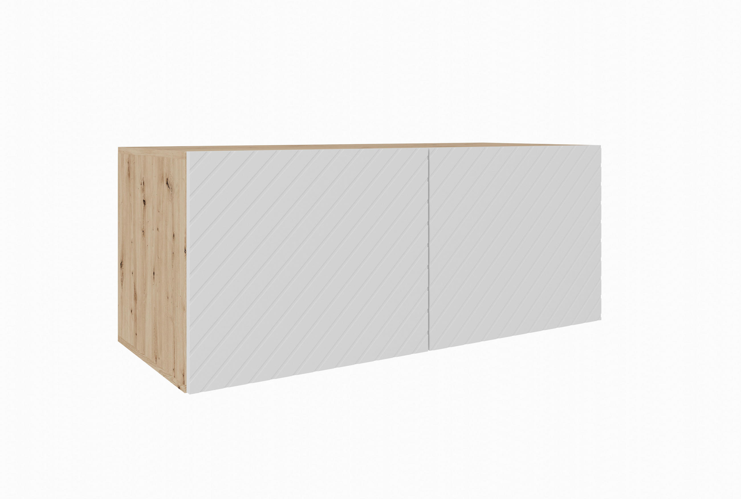 Meblini Tv-Schrank Eiche Artisan, Weiß 100x115x40 cm
