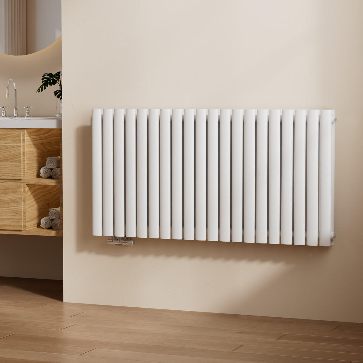 HEIZKÖRPER Doppelrohr horizontal montierbar Weiß 60/120/8,1 cm - Weiß Hochglanz, Metall (120/60/8cm) - EMKE