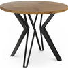 ESSTISCH Revena runder ausziehbarer, Lancelot Eiche 120-200/120/76 cm - Eichefarben/Schwarz, Holzwerkstoff/Metall (120/120/76cm) - WFL GROUP