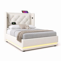 POLSTERBETT 90/200 mit Bettkasten, 3-seitiger LED-Beleuchtung und USB Type-C in Weiß - Weiß, Holzwerkstoff/Textil (90/200cm) - EVRYAE