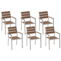 GARTENSTUHL 6er-Set Kunstholz braun Vernio - Braun, Kunststoff (54/88/57cm) - Beliani