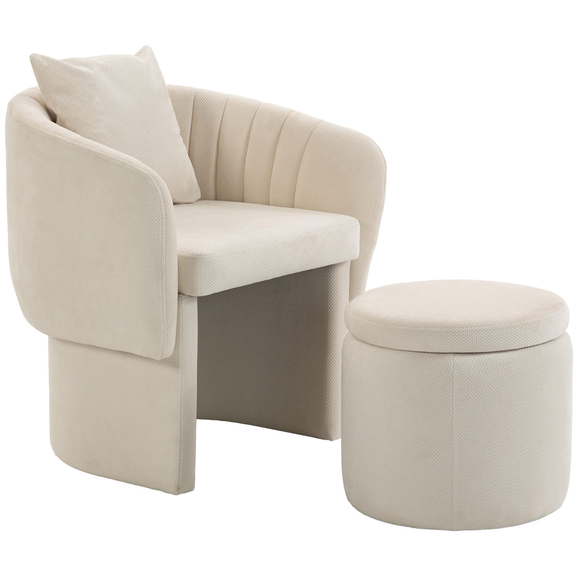 LOUNGESESSEL-SET 2er Set Chenille Beige - Beige, Holzwerkstoff/Textil (62/70/72cm) - HOMCOM