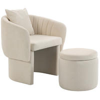 LOUNGESESSEL-SET 2er Set Chenille Beige - Beige, Holzwerkstoff/Textil (62/70/72cm) - HOMCOM