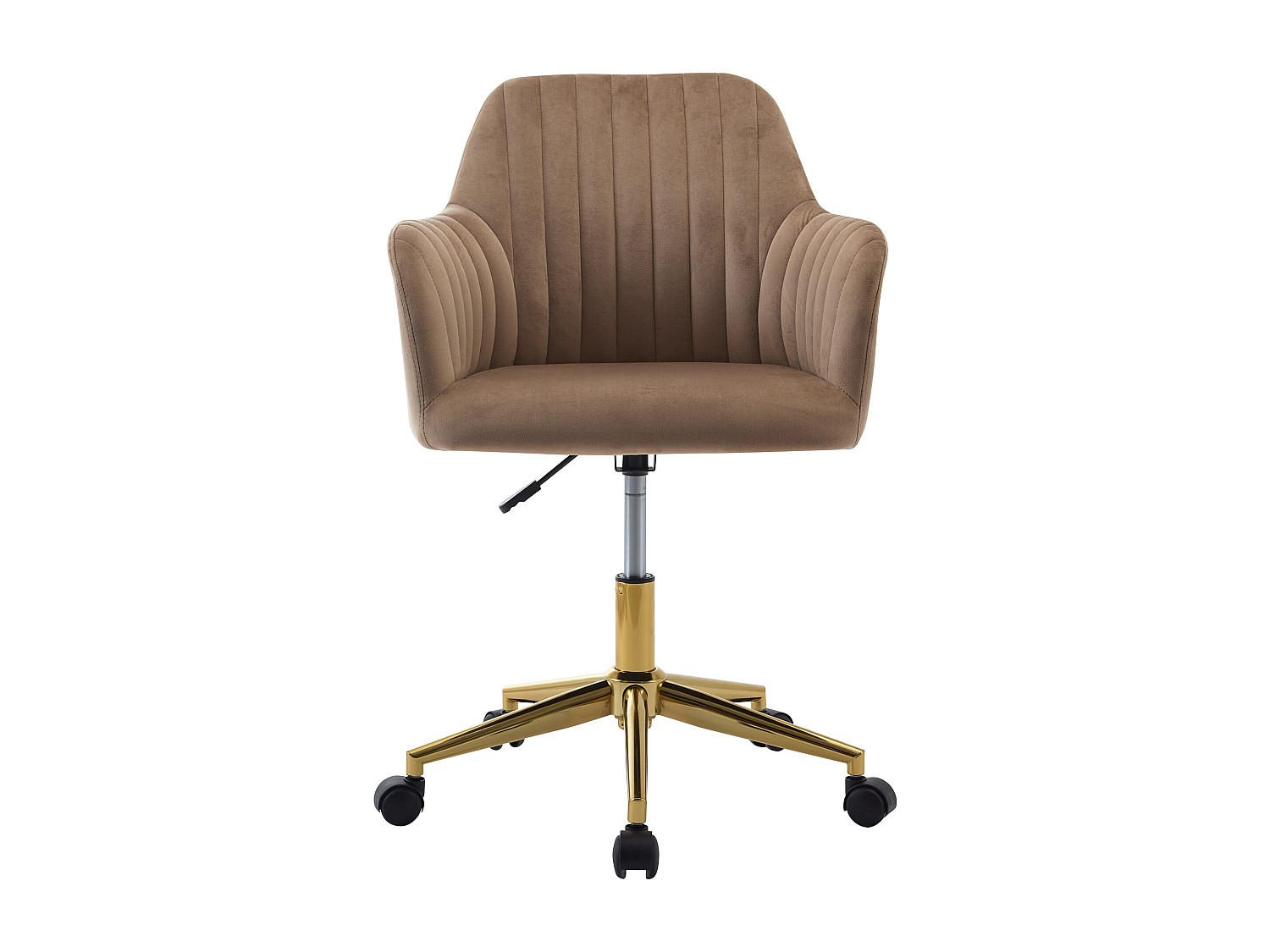 BÜROSTUHL ohne Armlehnen - 59 cmcm x 61.5 cmcm - Samt, Stoff - Beige - ELEANA - Beige/Goldfarben, Textil (59/89/61.5cm) - Vente-Unique
