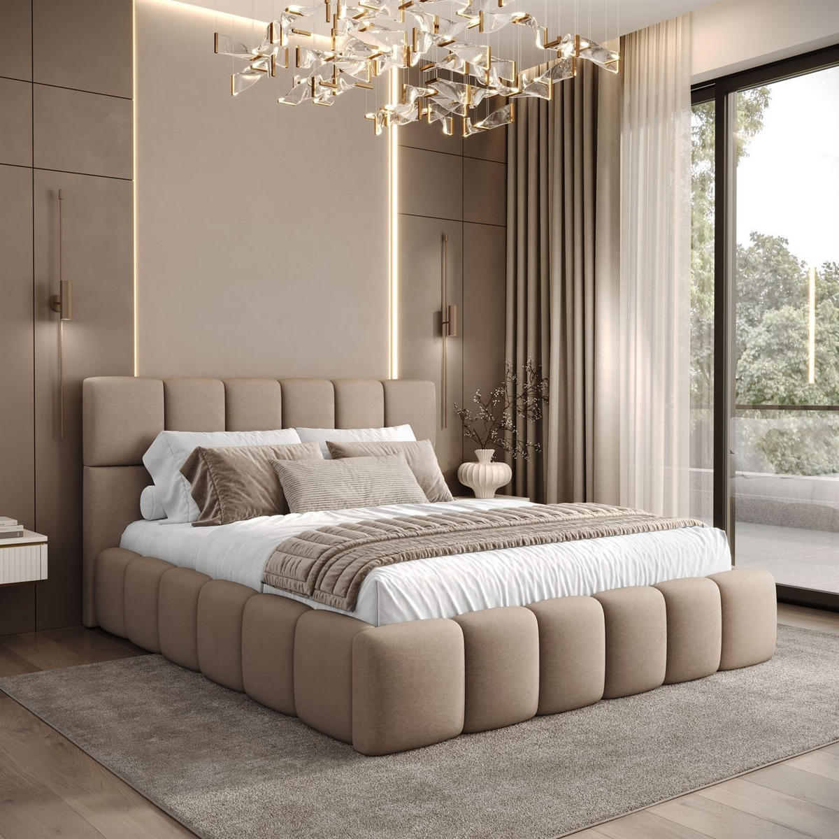 POLSTERBETT VENEZIA mit Bettkasten 160x200, Castel 15 - Cappuccino, Textil (160/200cm) - Lookway