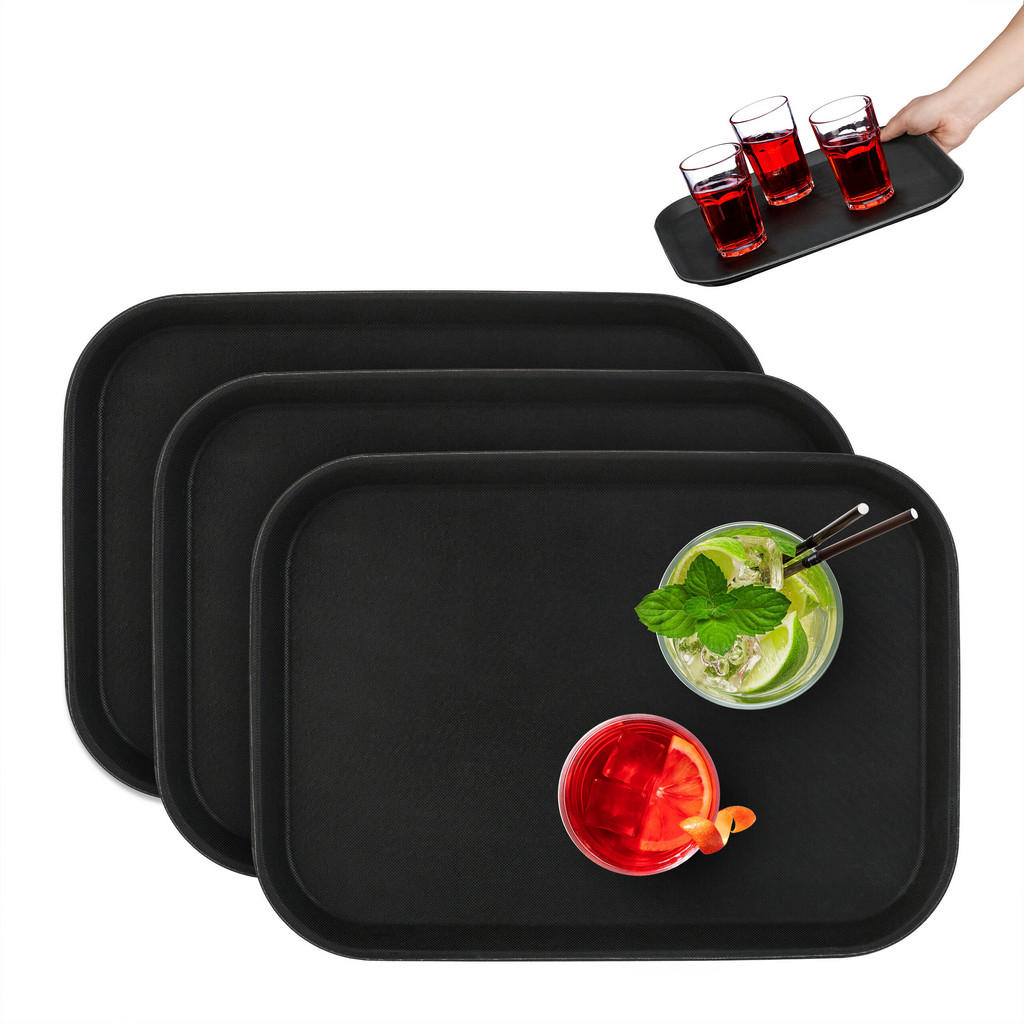 Relaxdays PODNOS Černý 3dílný-set protiskluzový 35x25 cm