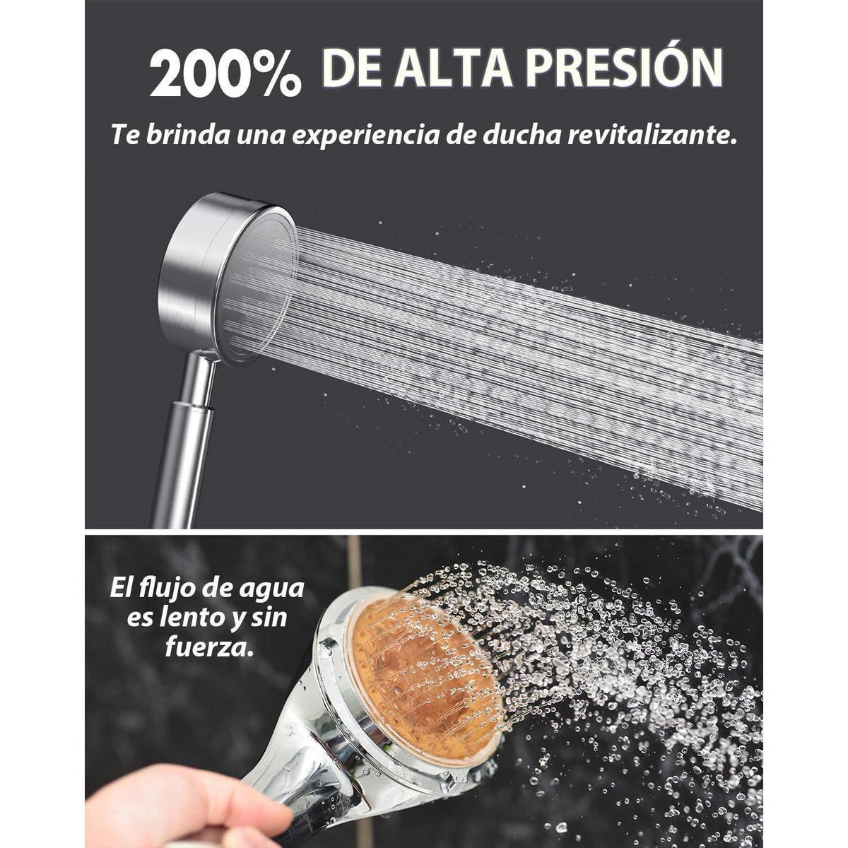 HANDBRAUSE Edelstahl Hochdruck Wassersparend mit Filter - Silberfarben, Metall (7.8/12.7/22cm)