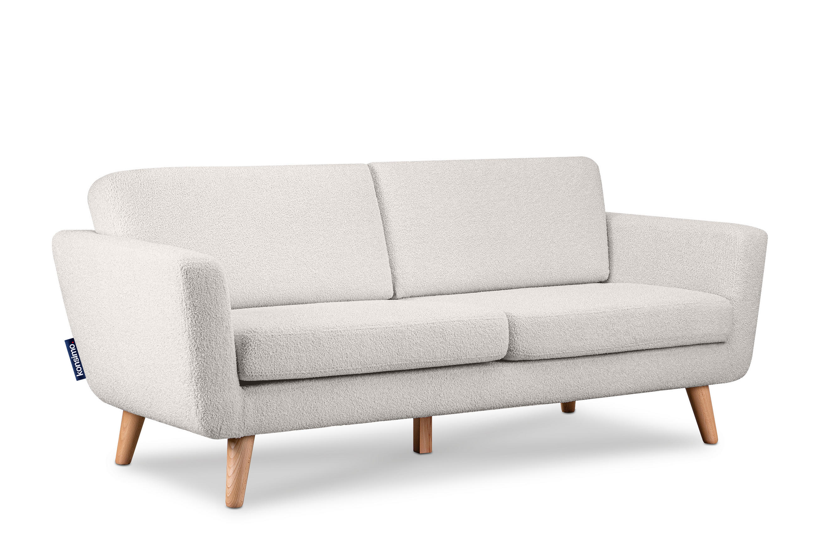 3-SITZER-SOFA TAGIO mit Armlehnen, Weiß - Braun/Weiß, Buchenholz/Textil (88/80/190cm) - KONSIMO®
