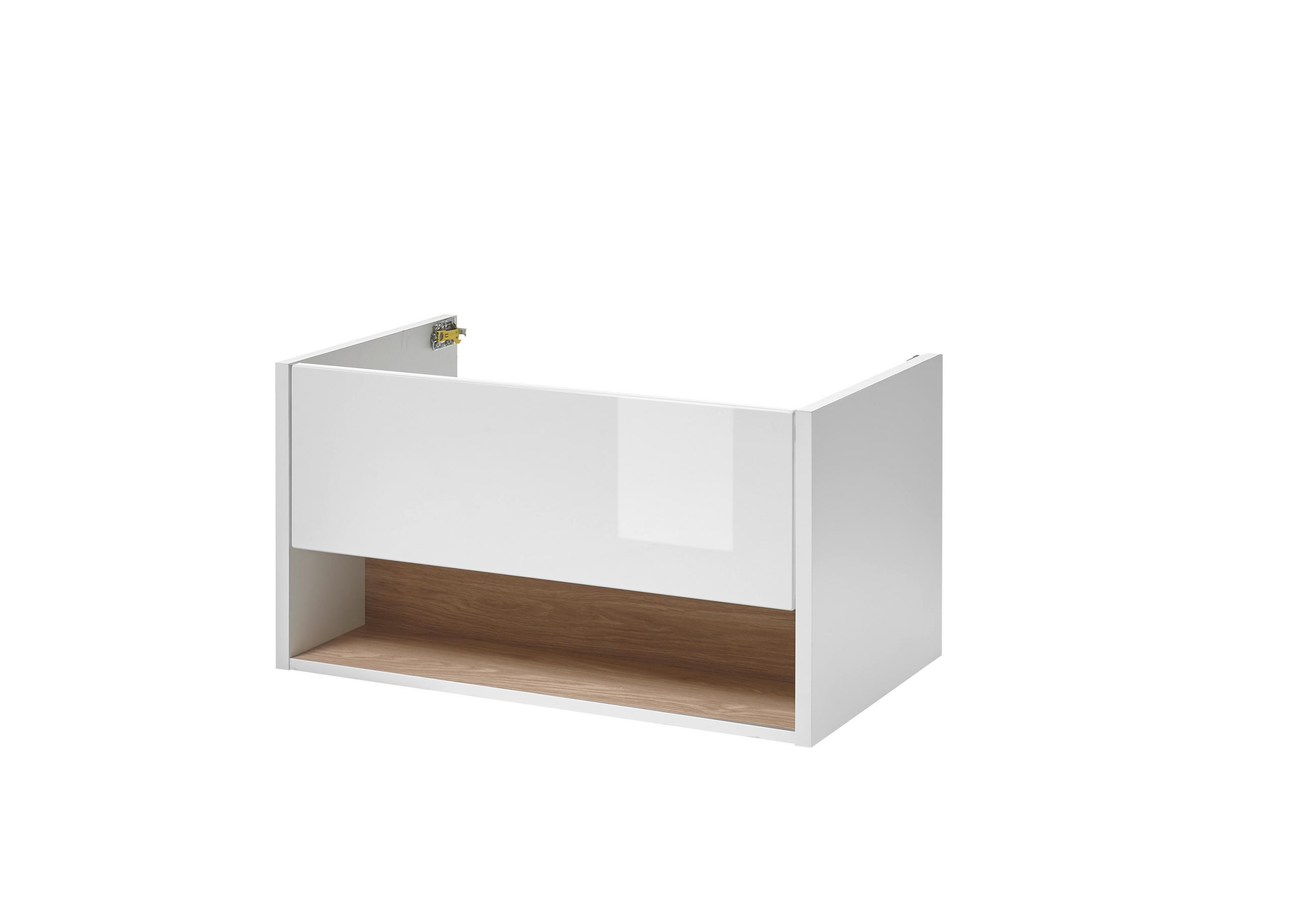 WASCHTISCH M20 Weiß Hochglanz & Eiche Dekor 80/42/46 cm schmal ohne Waschbecken - Weiß Hochglanz/Eichefarben, Holzwerkstoff (80/42/46cm) - Livojo