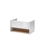 WASCHTISCH M20 Weiß Hochglanz & Eiche Dekor 80/42/46 cm schmal ohne Waschbecken - Weiß Hochglanz/Eichefarben, Holzwerkstoff (80/42/46cm) - Livojo