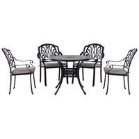 GARTENMÖBEL SET 4-Sitzer Aluminium schwarz Ancona - Beige/Schwarz, Metall - Beliani