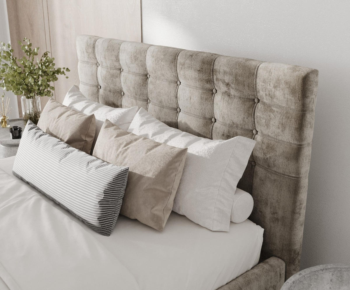 POLSTERBETT Soma 120/200 cm Beige im Lotta Stoff - Beige/Naturfarben, Holz/Holzwerkstoff (120/200cm) - AltaBeds