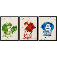 POSTER Set Mit 3 Mafalda Aquarell 30X40cm Schwarzer Rahmen - Schwarz, Papier (30/5/40cm) - Nacnic