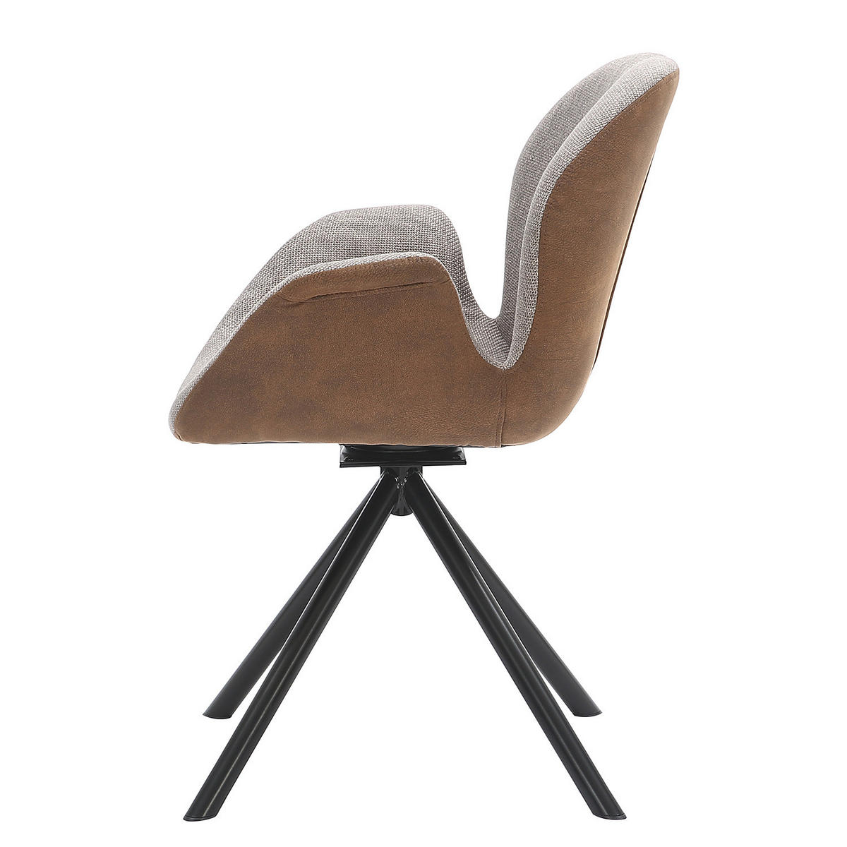 DREHBARER ARMLEHNENSTUHL - Taupe & Braun / Schwarz - Braun, Textil/Metall (65/86/61cm) - home24