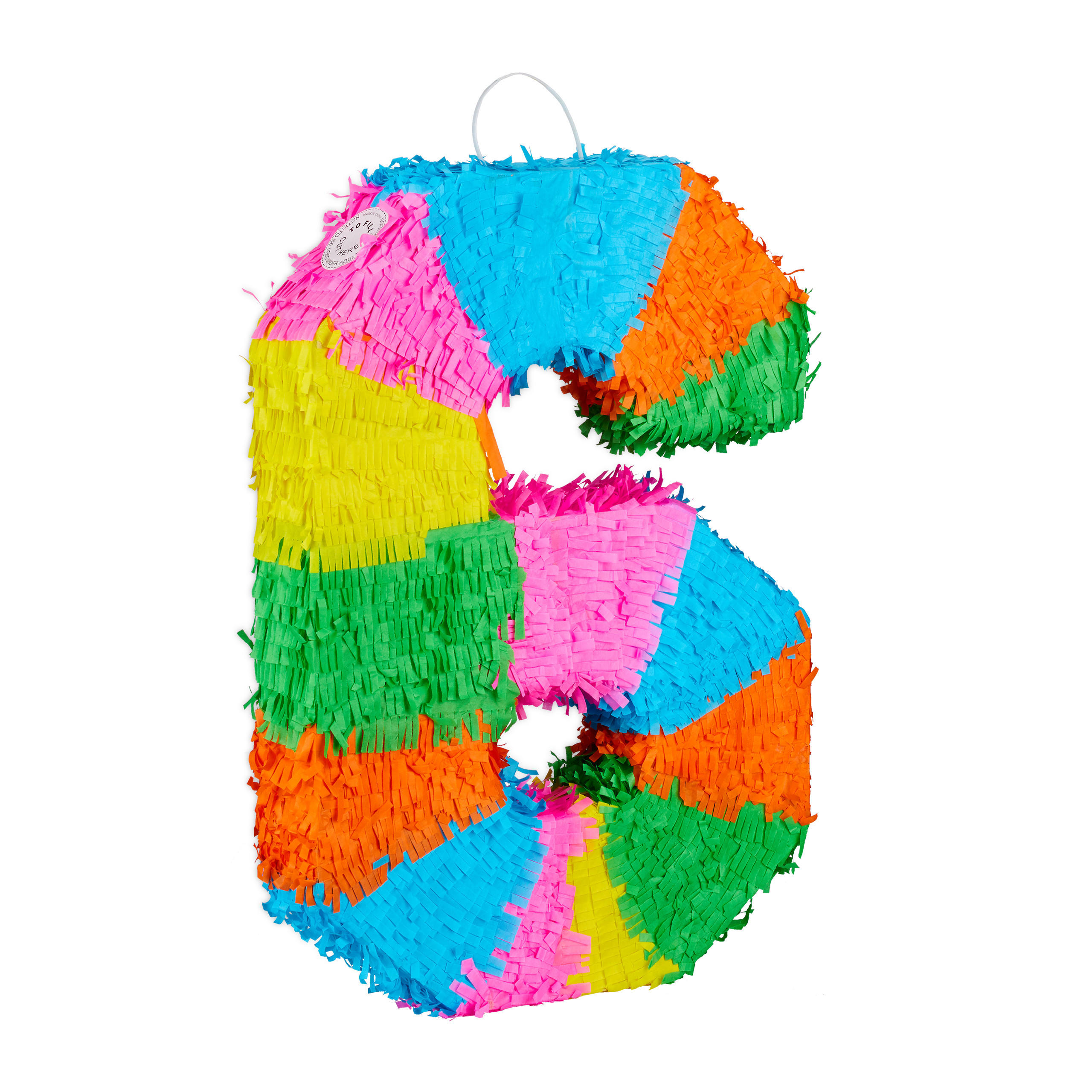 Relaxdays PIÑATA Barevná číslice 6 papír 50,5 cm