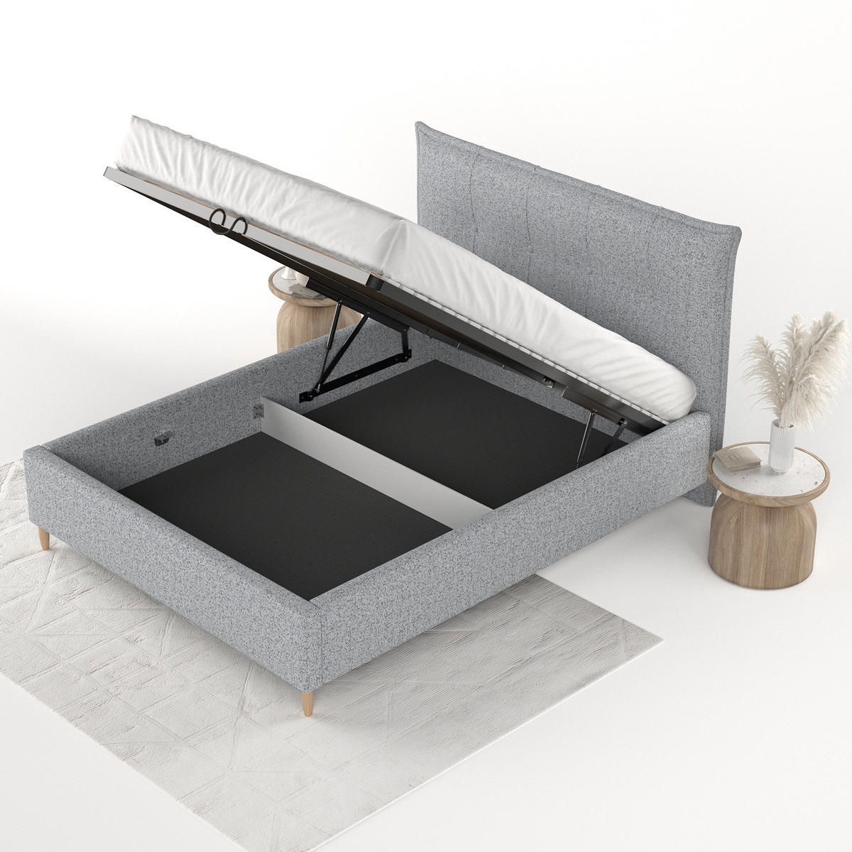 POLSTERBETT Plaza 140/200 cm Grau im Riva Stoff - Naturfarben/Grau, Holz/Holzwerkstoff (140/200cm) - AltaBeds