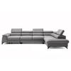 ECKSOFA PLAZA MAXI Links mit Schlaffunktion 127x195 Velours Grau - Schwarz/Grau, Holz/Textil (350/203cm) - Muffo