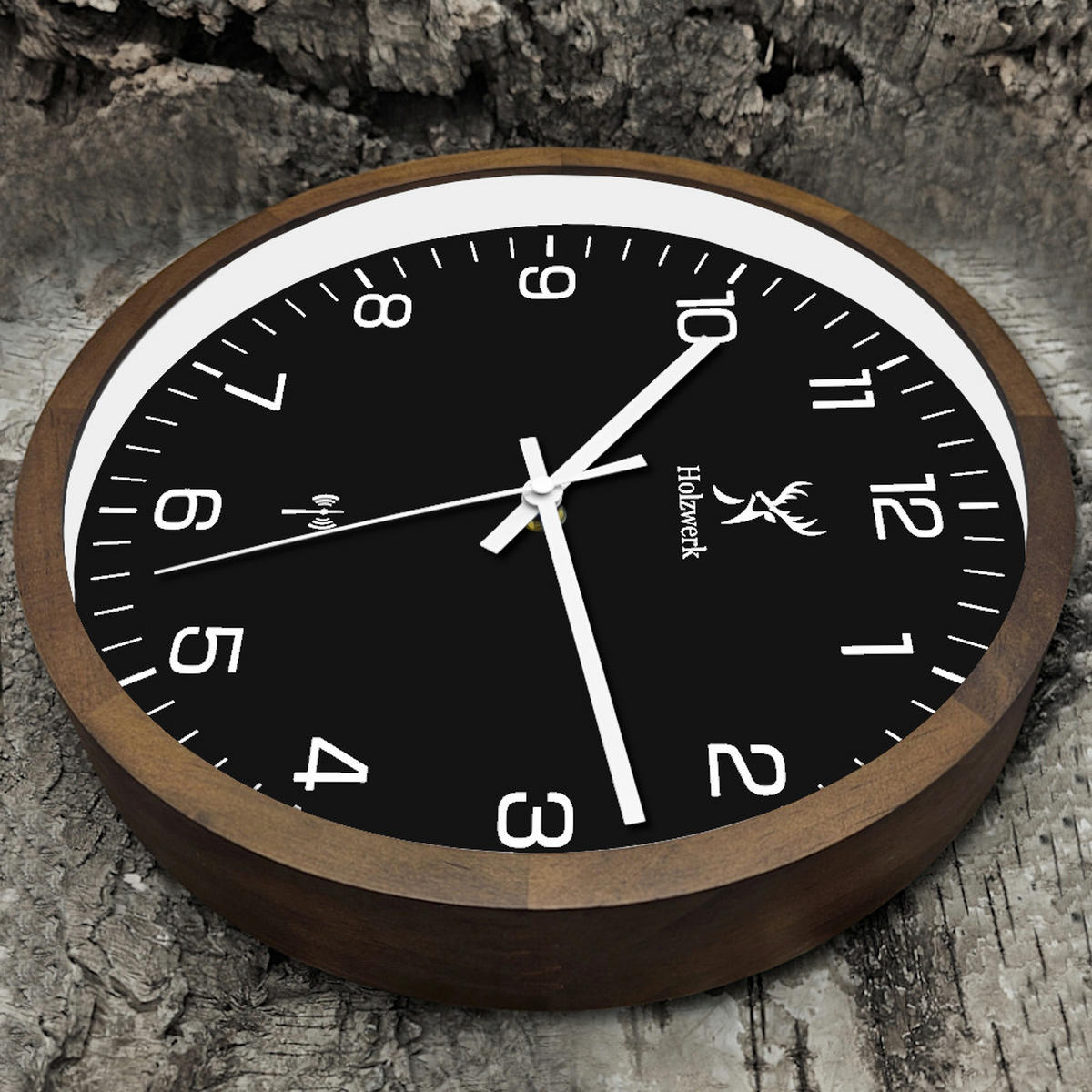 WANDUHR Holz Designer RHEINBERG (FUNK) Loft Wand Uhr, braun, schwarz - Dunkelbraun/Schwarz, Glas/Holz (30/30/4.2cm) - Holzwerk
