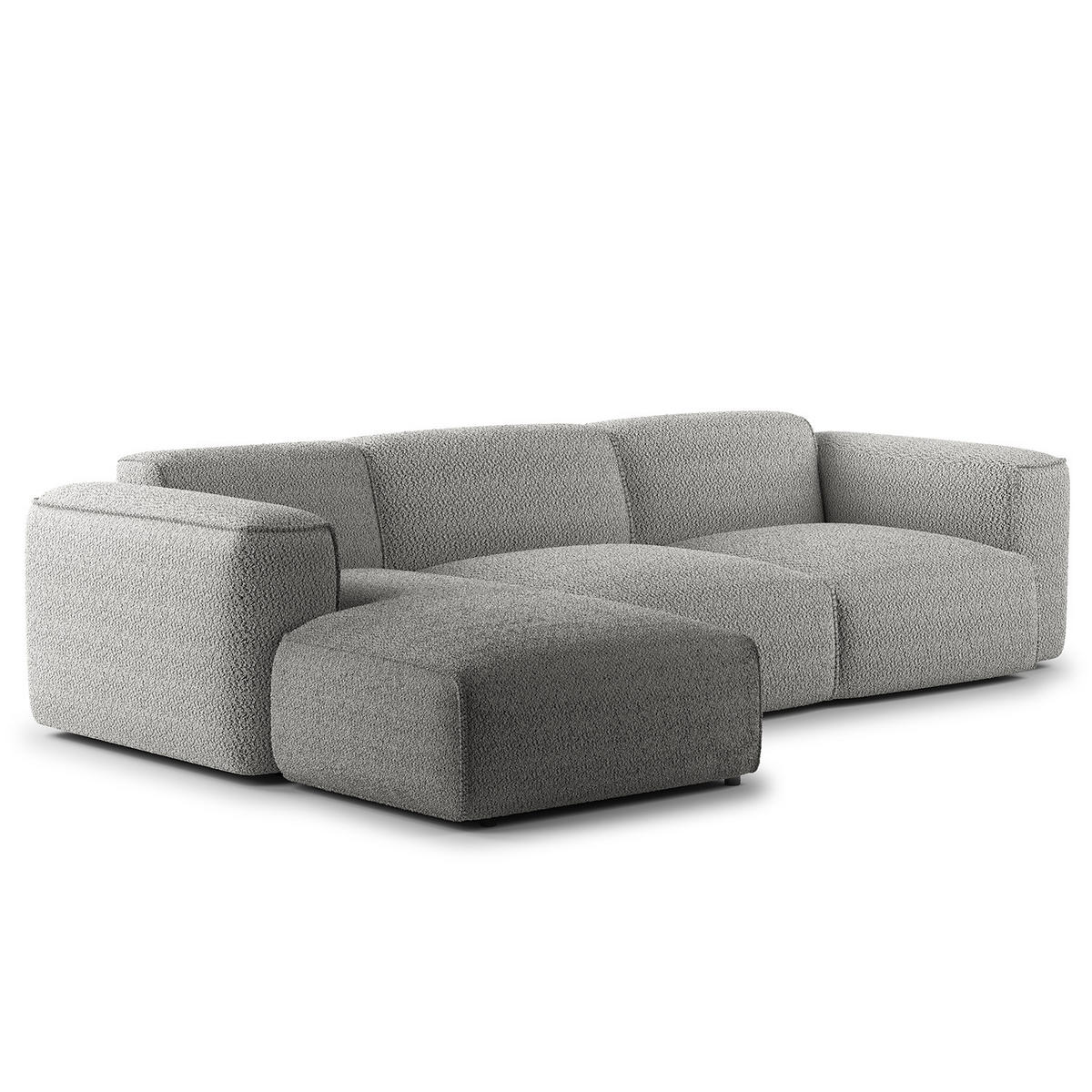 3-SITZER ECKSOFA mit Longchair - Schwarz/Grau, Kunststoff/Textil (284/173cm) - home24