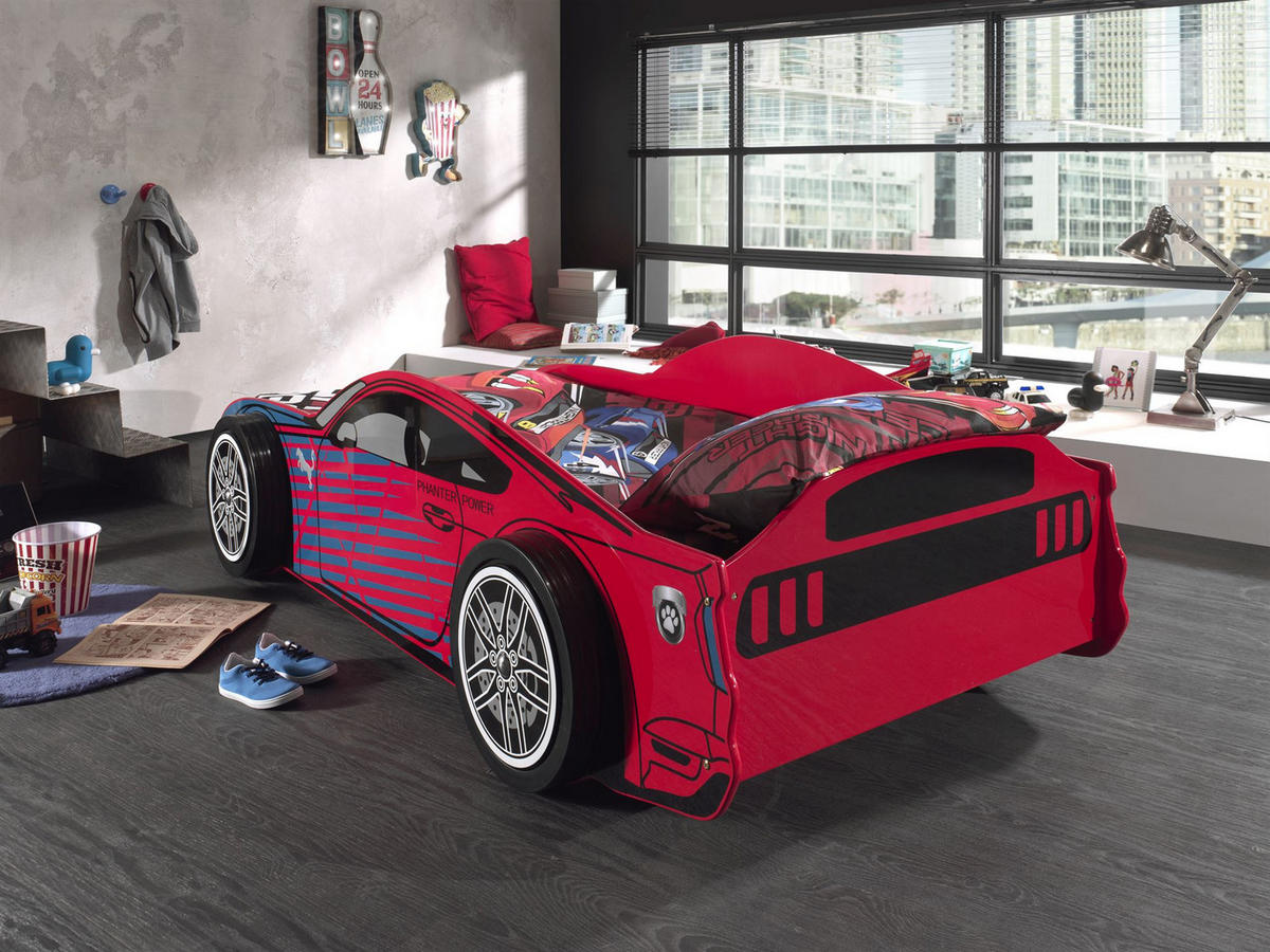 AUTOBETT Kamala 227x60x111 aus MDF in Rot - Rot, Holzwerkstoff (90/200cm) - 58aufmkessel