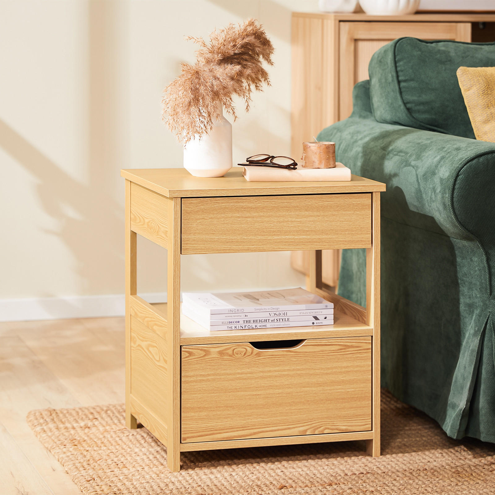 NACHTTISCH Natur - Naturfarben, Holzwerkstoff (45/55/37cm) - SoBuy