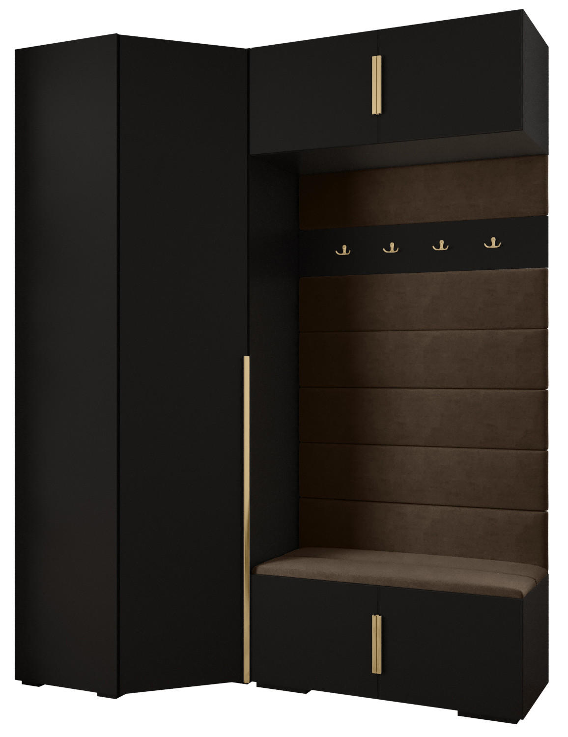 GARDEROBEN-SET 236,7/181,7/47 - Goldfarben/Schwarz, Holz/Kunststoff (181.7/236.7/47cm) - Abiks Möbel