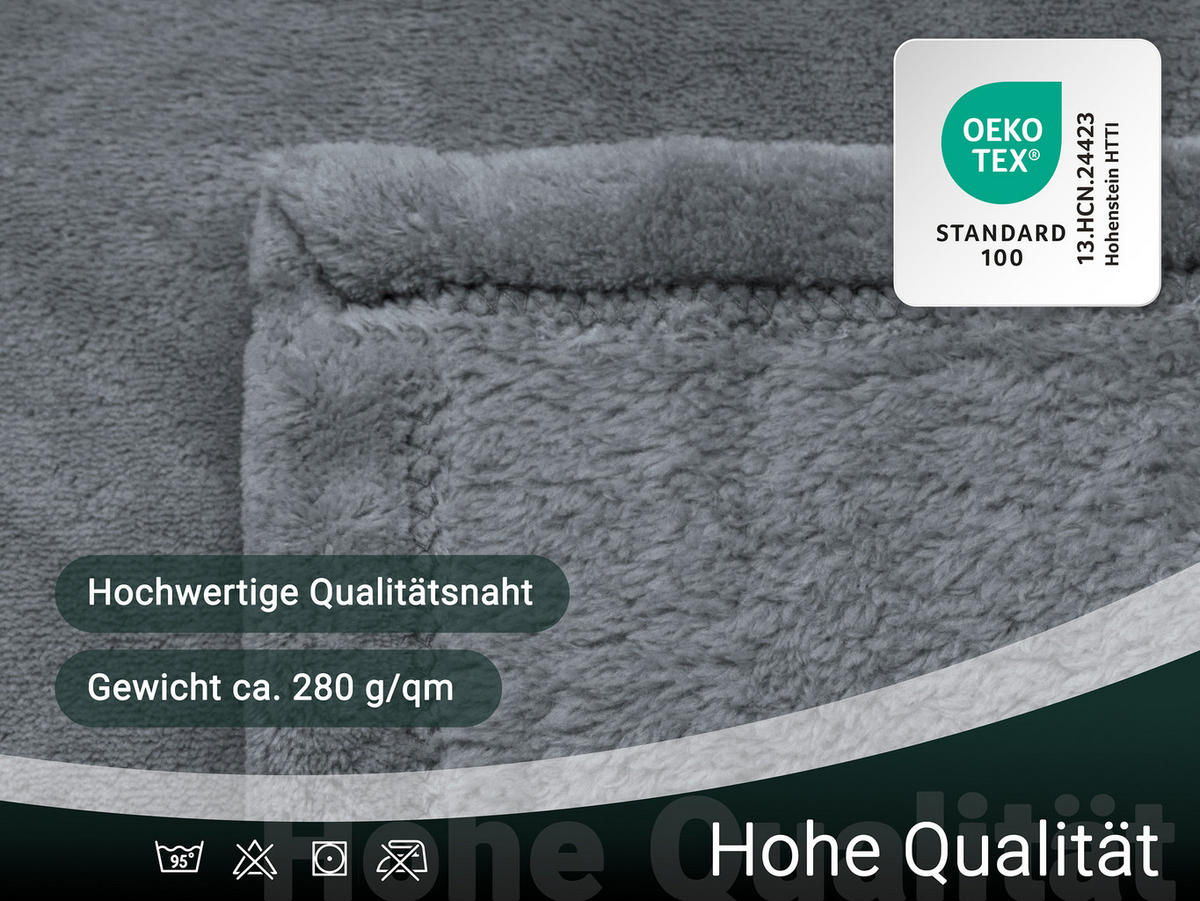 KUSCHELDECKE, 220x240 cm, 100% Polyester, Grau - Graphitfarben, Textil (220/240cm) - Zollner