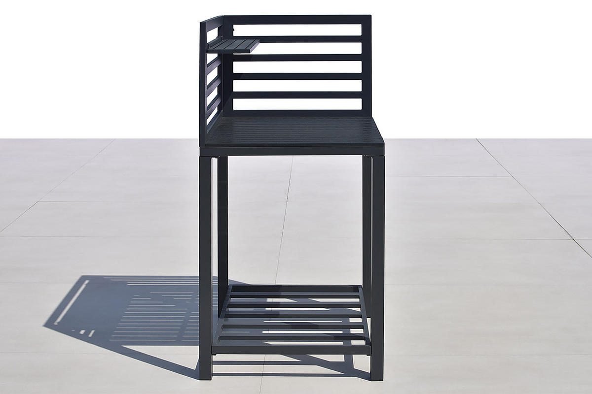 GARTENKÜCHENECKTISCH - Aluminium / Kunststoff - Schwarz - Schwarz, Kunststoff/Metall (62/60/127cm) - home24